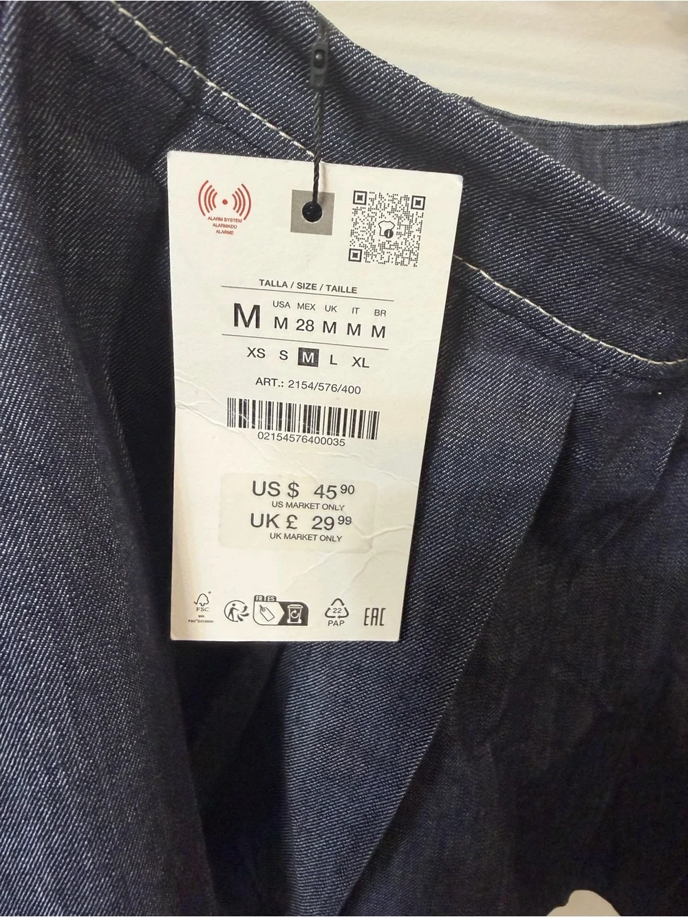Zara Pleated Denim Midi Skirt